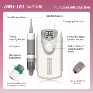 DMJ-101 Taladro de Uñas Portátil Recargable de 35000 rpm para Manicura y Pedicura - Product Image 3