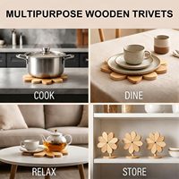 Ensemble de dessous-de-plat en bois avec support, dessous-de-plat en forme de moulin à vent, dessous-de-plat résistants à la chaleur pour plats chauds, casseroles, poêles, tapis de table de cuisine