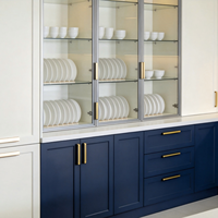 Meubles d'îlot de cuisine modernes bicolores contrastés, solutions de menuiserie sur mesure pour toute la maison, vente en gros pour projets de construction