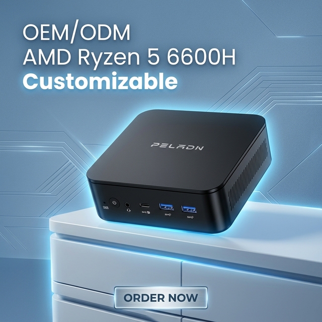 AI Mini PC Ryzen 5 6600H On-Device Inference LLM Image Generation 4K Triple Display OEM