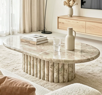 Table basse ronde en marbre rose moderne et minimaliste, facile à nettoyer, pour la maison
