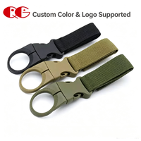 Support de bouteille d'eau en gros OEM ODM avec clip en sangle nylon et mousqueton, logo personnalisé pour le camping, la randonnée, les accessoires de sac tactique