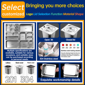 YITIAN Style européen en acier inoxydable GN Pan 201 314 Rectangle Gastronom Ice Cream Container Steam Table Pan Hotels Restaurants - Product Image 6