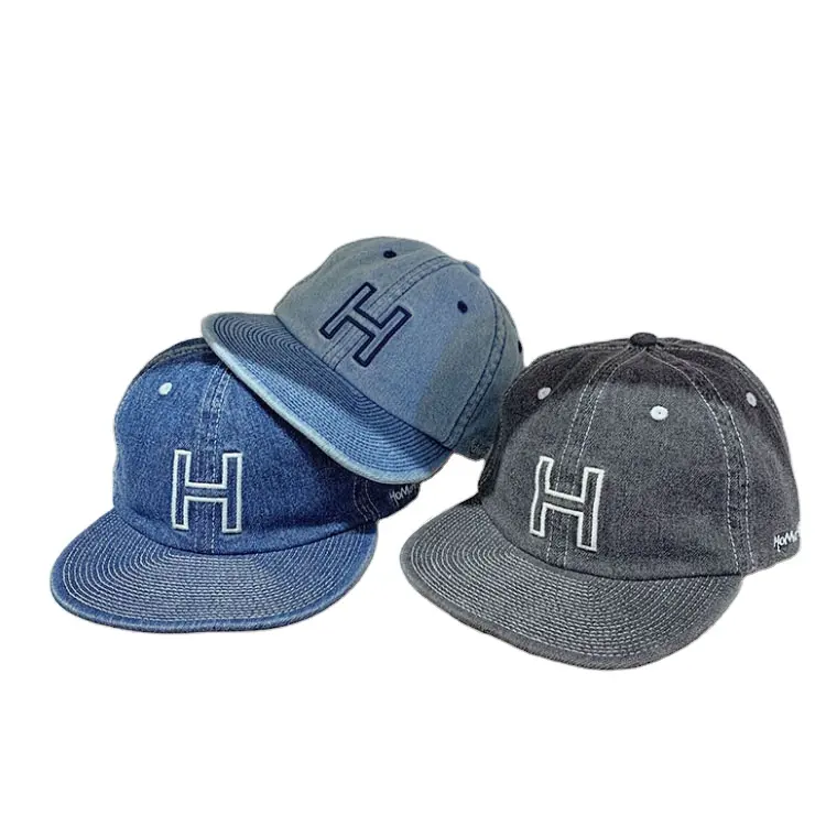 Alta Calidad De fábrica barato azul personalizado propio logotipo sombrero Hip Hop moda 6 paneles deporte vaquero Gorras Snapback Cap