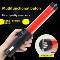 Sifflet magnétique LED rouge et bleu de 30 cm avec fonction de brise-vitre, son d'avertissement, modèle JT-048, pour situations d'urgence, incendie et circulation