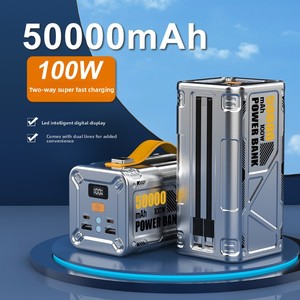 Batterie externe en plastique 40000 <span class=keywords><strong>mAh</strong></span> 50000 <span class=keywords><strong>mAh</strong></span>, charge bidirectionnelle super rapide 100W, lampe torche LED haute puissance, compacte pour l'extérieur - Product Image 2