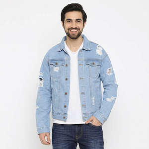 Basic Design Palm Print Men's Denim Distressed <b>Jacket</b> <b>Winter</b> Collection Custom Made Embroidery Patches <b>Cheap</b> Price Denim <b>Jacket</b> - Product Image 1