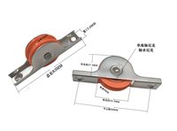 Poulie à rouleau unique résistante à l'usure, plaquée zinc, avec roue en nylon durable rouge abalone à double rainure pour fenêtre coulissante