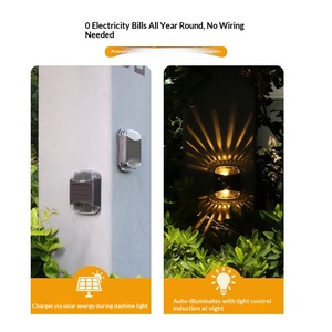 Nuova Lampada <span class=keywords><strong>Solare</strong></span> da Parete <span class=keywords><strong>a</strong></span> 4 <span class=keywords><strong>LED</strong></span> in Plastica con Effetto Ombra, Decorazione da Giardino <span class=keywords><strong>per</strong></span> <span class=keywords><strong>Esterni</strong></span>, Impermeabile, Dimmerabile, Luce Notturna Bianca Calda - Product Image 3