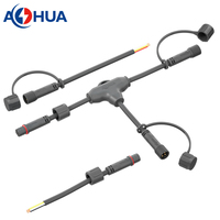 Conector de Cable Tipo T Impermeable IP68 de 2, 3 y 4 Pines AOHUA, Divisor de Alimentación Macho-Hembra para Tiras LED, Iluminación de Paredes y Exteriores