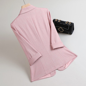 Women's Blazer Mid Sleeve Blue Suit Jacket Professional Workwear Slim Fit Elegant Office Wear - Product Image 4