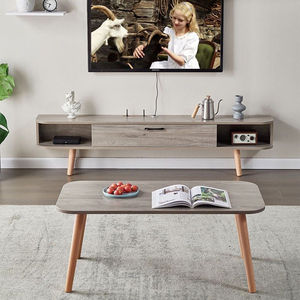 Juego de Muebles de Madera para Sala de Estar con Soporte para <span class=keywords><strong>TV</strong></span> y Mesa de Centro con Almacenamiento, Diseño Moderno y Sencillo - Product Image 2