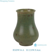 RXDW1 Jingdezhen style antique thé vert couleur unie petite taille vase à fleurs en céramique pour la décoration de la maison