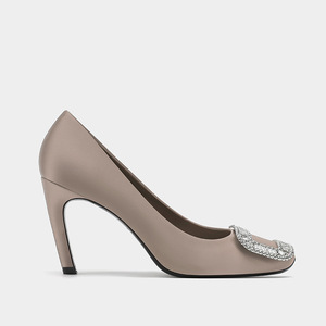 8cm Silk Material Bridal Shoes Slip-On Summer Women's High <b>Heels</b> Pumps <b>Toe</b> Crystal Buckle Breathable Anti-Slippery Size 34-40 - Product Image 5