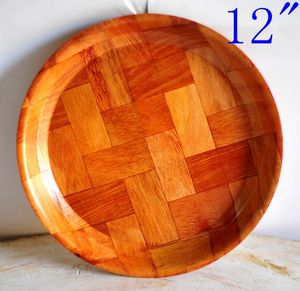 Juego de platos de madera de 12 "con cuencos novedosos, vajilla de ensalada hecha a mano ecológica duradera para restaurantes y hoteles - Product Image 2