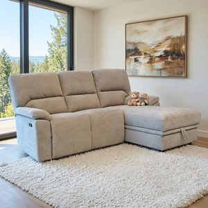 Modern Fabric Recliner Sectional <b>Sofa</b> <b>Three</b> Seat Lounge Couch with Storage Chaise Upholstered Living Room Furniture - Product Image 2