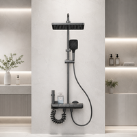 Ensemble de douche mural multifonction en aluminium 4172 à commande par bouton, avec pommeau de pluie et pistolet de pulvérisation, idéal pour les salles de bain d'hôtel – Vente directe usine