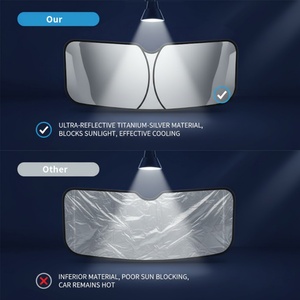 360 <b>Degree</b> Angle Folding Car Front Windshield Sunshade Umbrella Heat Shield UV Protection Hanging Function Universal Fit Metalu - Product Image 5