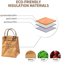 Sac isotherme pour déjeuner en Tyvek, personnalisable avec logo, portable, épaissi, grande capacité, imperméable, lavable, avec poignées isolées