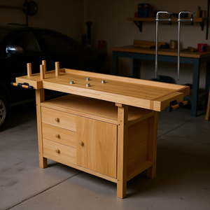 Banco de trabajo de madera de 24 pulgadas x 4-3/4 pulgadas de grosor con juego de abrazaderas de barra para garaje, taller, banco de carpintería doméstico - Product Image 2