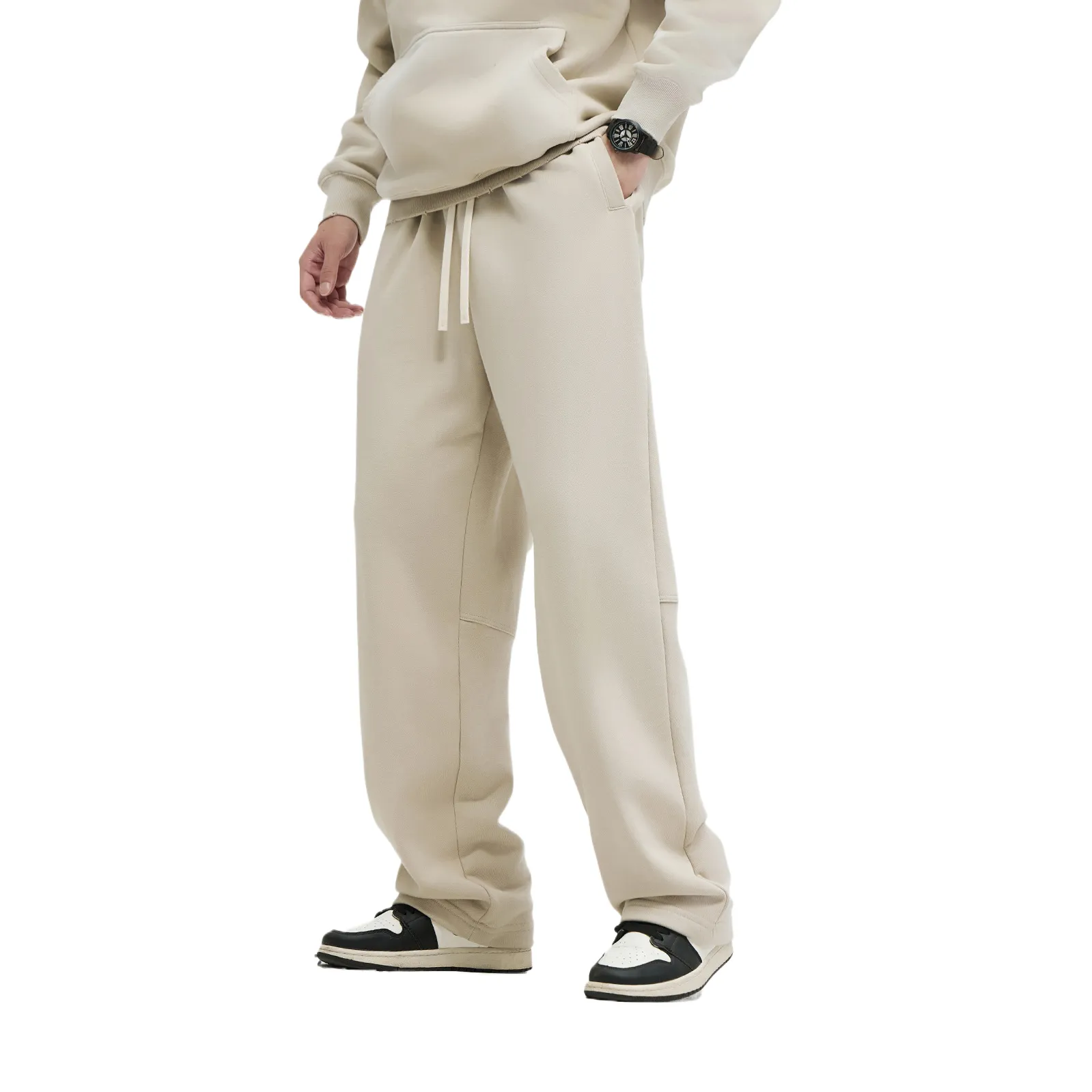 Özel Logo yüksek kalite Sweatpants ve Hoodie seti spor elbise eşofman takımları pantolon erkekler için iki parçalı Set koşu eşofman