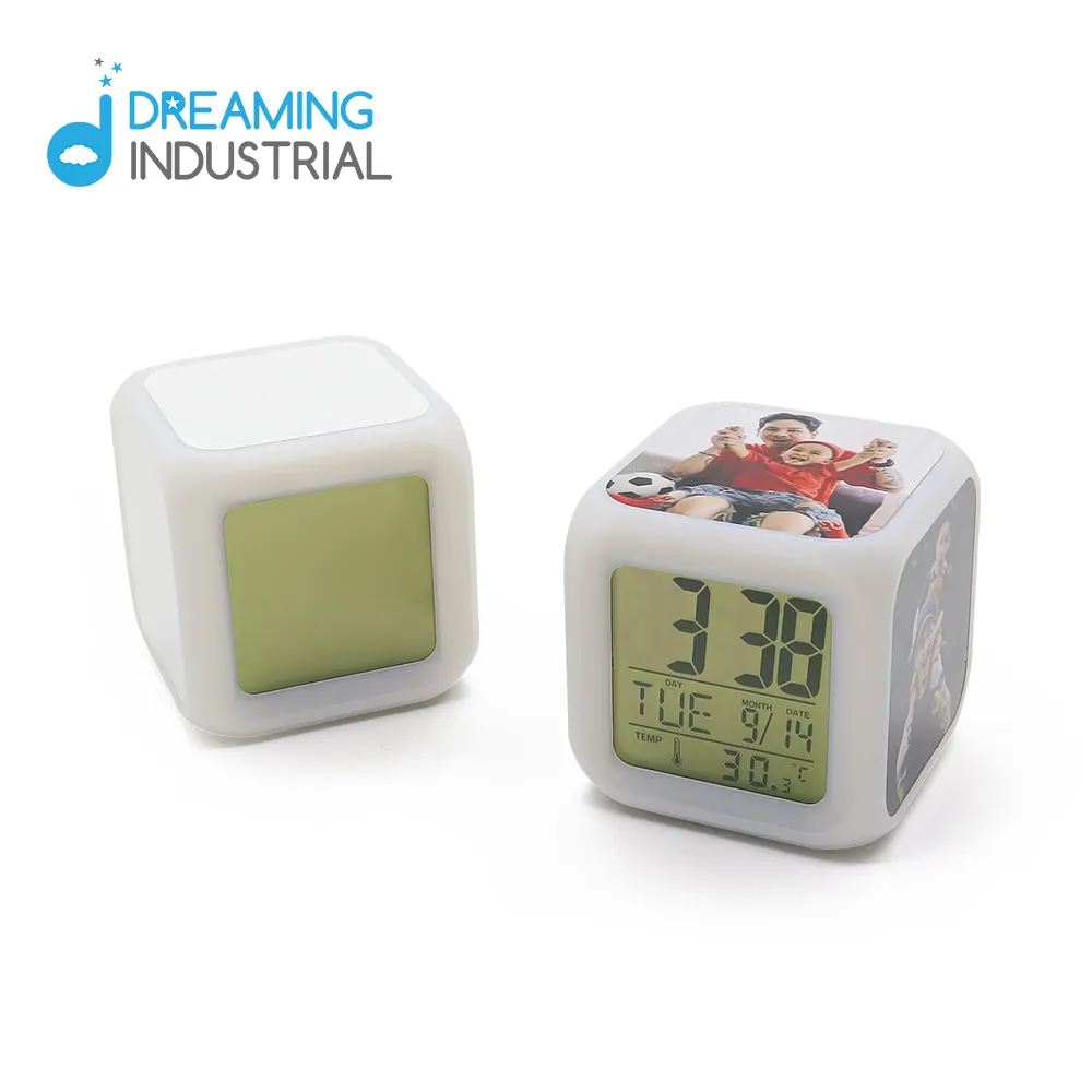 Sublimation Blanks LED Color Change Digital Alarm Clock Glowing LED Clock