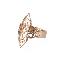 Acier inoxydable Vintage Filigrane Lotus Fleur Anneaux pour Femmes Fête De Mariage Anneau Réglable Bijoux Cadeau D'anniversaire