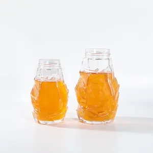 NEWRAY Designed 360ml 500ml Honey Jar Glass With Lid Creative Unique Honey Jars Glass Food Container Jar New Design