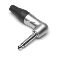 Connecteur de câble mono mâle AMPHENOL TM2RNJ-AU 1/4" à angle droit 90 degrés, plaqué or 6,35 mm, 10A, boîtier métallique, en stock
