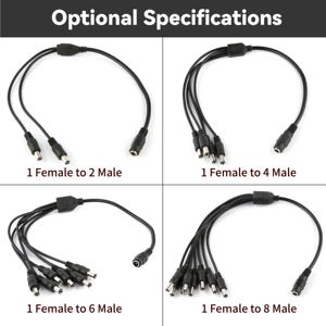 5521 12v直流电源电缆母至2公电缆2.1 * 5.5毫米1至2直流分路器闭路电视电源电缆 - Product Image 3