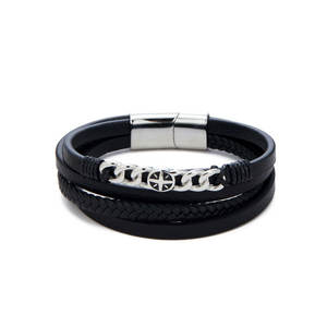 Bracelet pour homme en acier inoxydable 316L personnalisé, gravé, plaqué or 14k 18k, chaîne à maillons tendance, bracelets en cuir pour homme - Product Image 5
