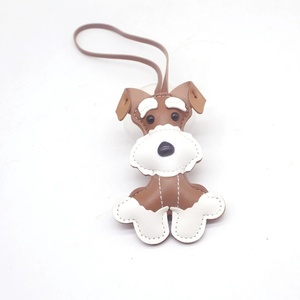 Chaîne de téléphone personnalisable avec animal mignon, breloque de sac pour filles, porte-clés en cuir PU durable, chien Schnauzer de dessin animé, cadeau promotionnel - Product Image 4