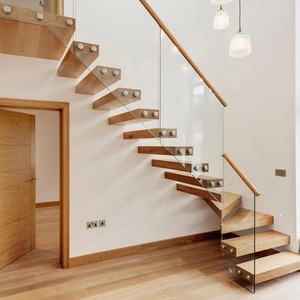 <span class=keywords><strong>Escalera</strong></span> Interior Moderna Personalizada de Metal y <span class=keywords><strong>Madera</strong></span>, <span class=keywords><strong>Escalera</strong></span> Recta de Hierro Forjado de Lujo con <span class=keywords><strong>Barandilla</strong></span> de Vidrio para Aplicaciones en Cocinas de Villas - Product Image 3