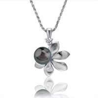 Collier en argent sterling 925 avec pendentif en forme de fleur en perle d'eau douce naturelle, bijoux sur le thème de la vie marine tropicale