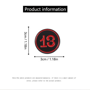 Cổ điển số 13 biểu tượng pin đen đỏ tròn men thiết kế, nổi bật trang trí mảnh - Product Image 4