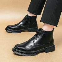 Chaussures en cuir imperméables grande taille pour hommes, vente en gros transfrontalière, nouvelle collection hiver 2026, bottines basses en cuir style brogue britannique