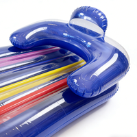 Chaise longue flottante gonflable en PVC pour piscine avec accoudoirs intégrés et porte-gobelet, design personnalisé durable pour l'extérieur