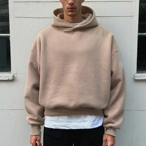 Pull-over à capuche personnalisé en polaire technique lourde, sweat-shirt à capuche court Boxy de printemps unisexe, sweats à capuche surdimensionnés vierges de haute qualité pour hommes - Product Image 1