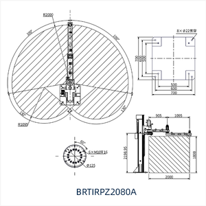 หุ่นยนต์จัดเรียงพาเลทแบบมีข้อต่อ BRTIRPZ2080X สีแดง พร้อมมอเตอร์เซอร์โว อาร์มอุตสาหกรรมไฟฟ้า พร้อมมอเตอร์ PLC เกียร์บ็อกซ์ และลูกปืน สำหรับงานจัดเรียงพาเลท - Product Image 2