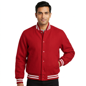 Vestes de baseball en cuir pour hommes, style cool personnalisé, en polaire, pour l'hiver, très vendues - Product Image 1