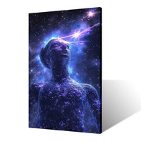 Arte Mural Decorativo para el Hogar, Conciencia Cósmica, Galaxia Púrpura, Figura Humana, Arte Mural Espiritual, Lienzo, Pintura Digital para Decoración Moderna