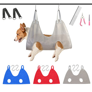 Pet <b>Hammock</b> For Dogs Small To Medium Size Gray Blue Red With Hooks And Clips Grooming Support - Product Image 1