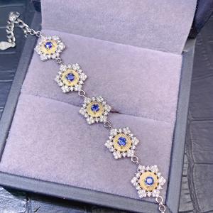 Sconto stile classico 925 argento Sterling naturale zaffiro braccialetto regalo perfetto per le donne - Product Image 6