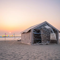 Tente gonflable de luxe en gros, 2 chambres, tente de glamping, 3000 mm, imperméable, en Oxford durable, pour camping familial en extérieur