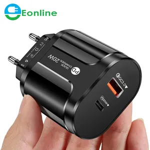 EONLINE PD20W EU US UK INDIA PLUG USB Charger Fast Charging QC3.0 USB Type C Fast Mobile Phone Charger For IPhone 15 Quick
