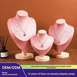 Expositor de joyería con base de madera rosa, modelo de figura, para collares y collares de cadena, accesorios para stand de venta <span class=keywords><strong>en</strong></span> <span class=keywords><strong>vivo</strong></span> BC8332 - Product Image 2