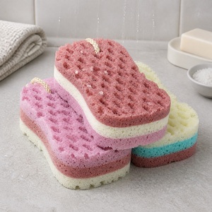 CF Layered Color PU Foam Ergonomic Curved Quick Drying Hanging Rope Large Exfoliating Bath Wholesale Body Sponge Shower Sponge - Product Image 1