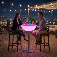 Ensemble de table de bar moderne en plastique avec éclairage LED, table ronde haute illuminée pour cocktails et café, pour hôtel, pub, salon
