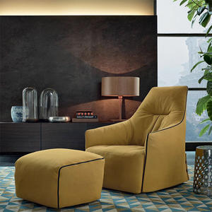 Sillón de Salón de Diseño Moderno con Reposapiés, Sillón <span class=keywords><strong>Individual</strong></span> Blanco con Respaldo Alto y Reposabrazos para Muebles de Sala de Estar - Product Image 2