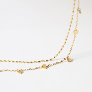 Gold Plated Stainless Steel Sparkle Metal Disc Splicing <b>Bracelet</b> Anklet Set for Women Summer Beach Vacation Fashion Jewelry - Product Image 3